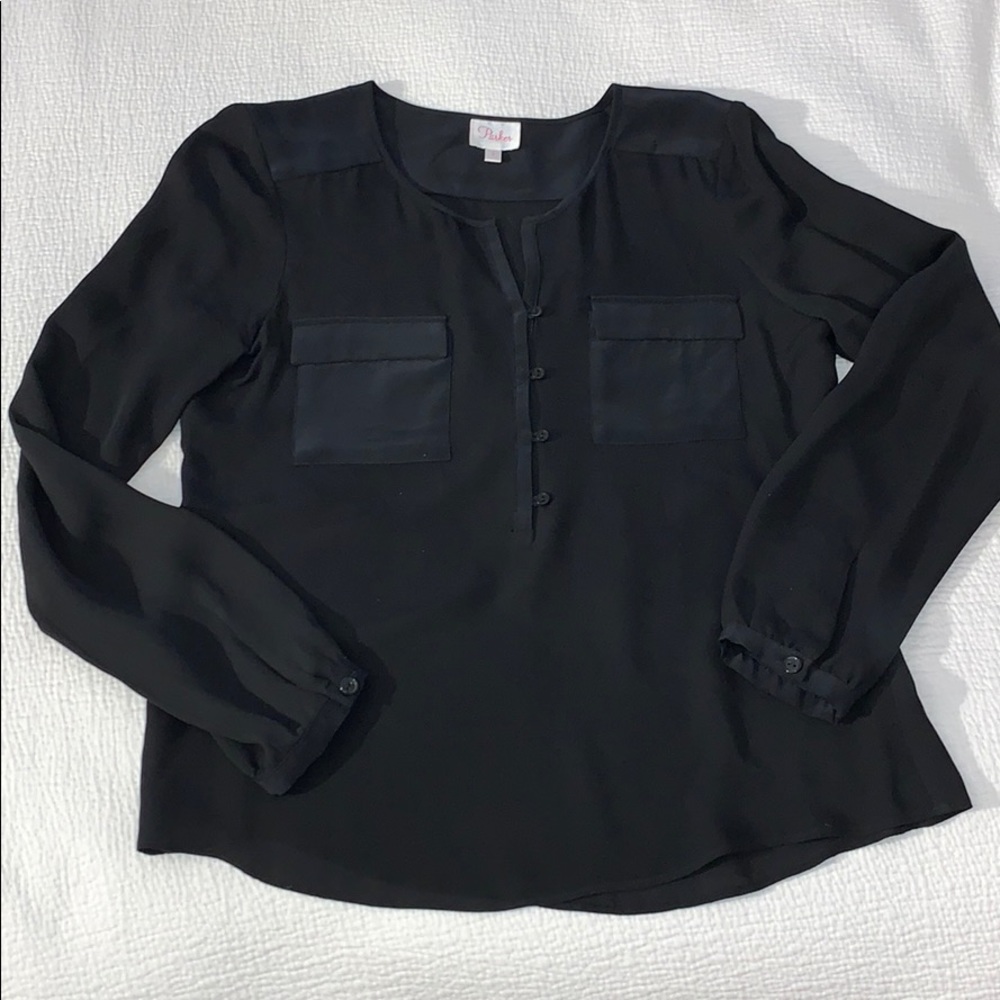 Parker Black Silk Blous